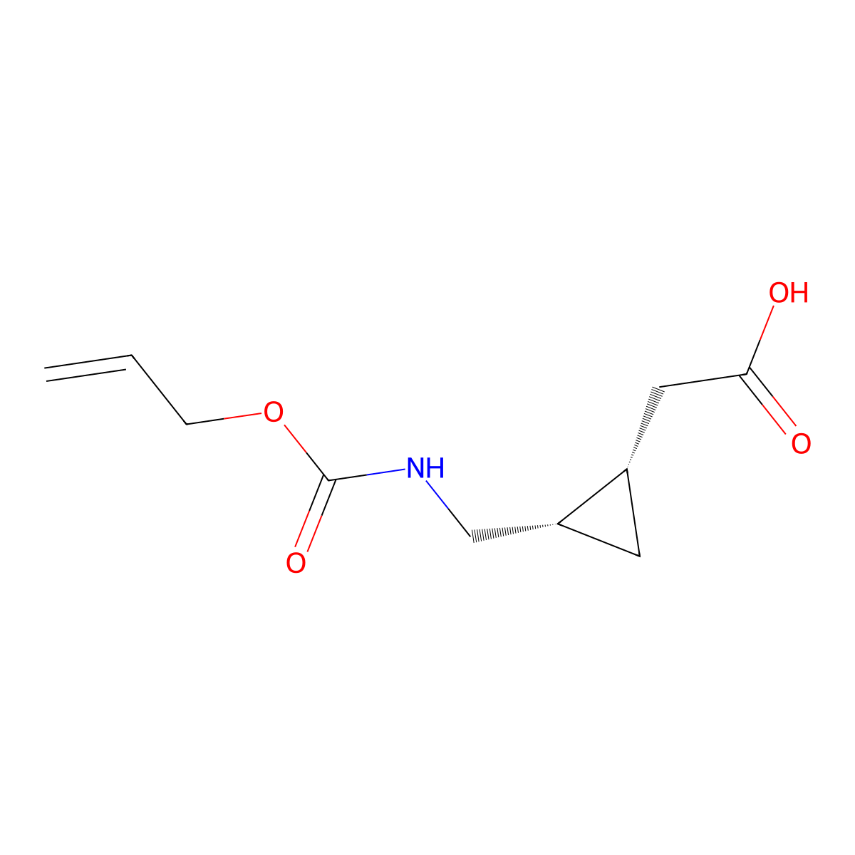 rac-2-[(1R,2R)-2-({[(prop-2-en-1-yloxy)carbonyl]amino}methyl)cyclopropyl]acetic acid molecular structure, CAS 2679941-37-6
