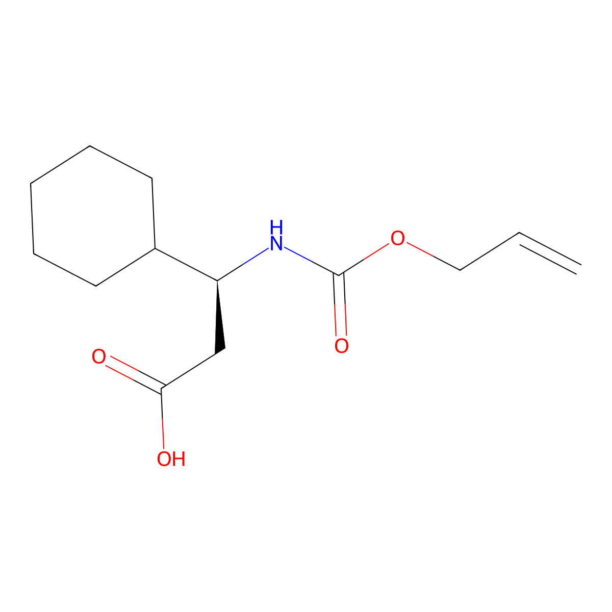(3S)-3-cyclohexyl-3-{[(prop-2-en-1-yloxy)carbonyl]amino}propanoic acid molecular structure, CAS 2679941-41-2