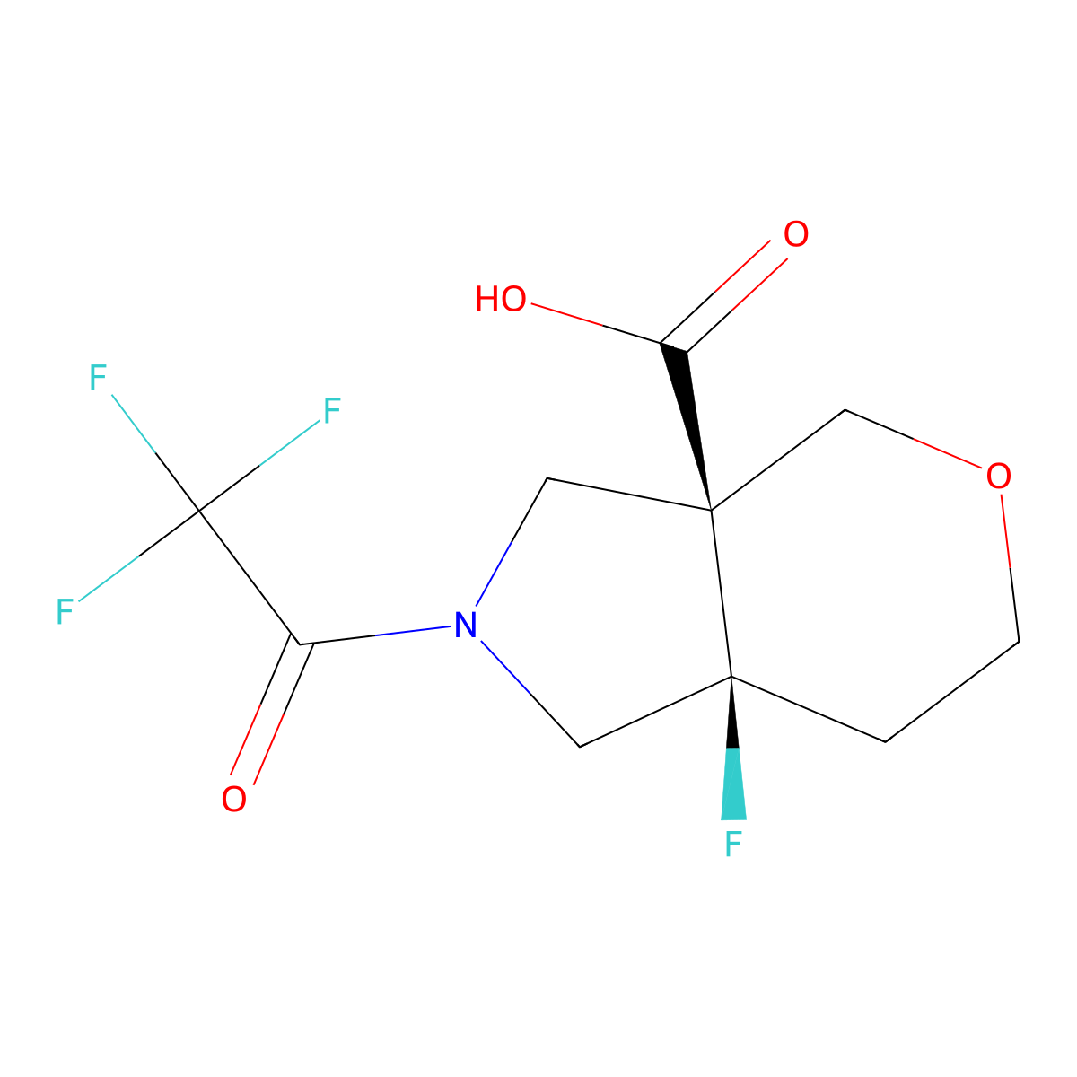 rac-(3aR,7aR)-7a-fluoro-2-(2,2,2-trifluoroacetyl)-octahydropyrano[3,4-c]pyrrole-3a-carboxylic acid molecular structure, CAS 2679941-44-5