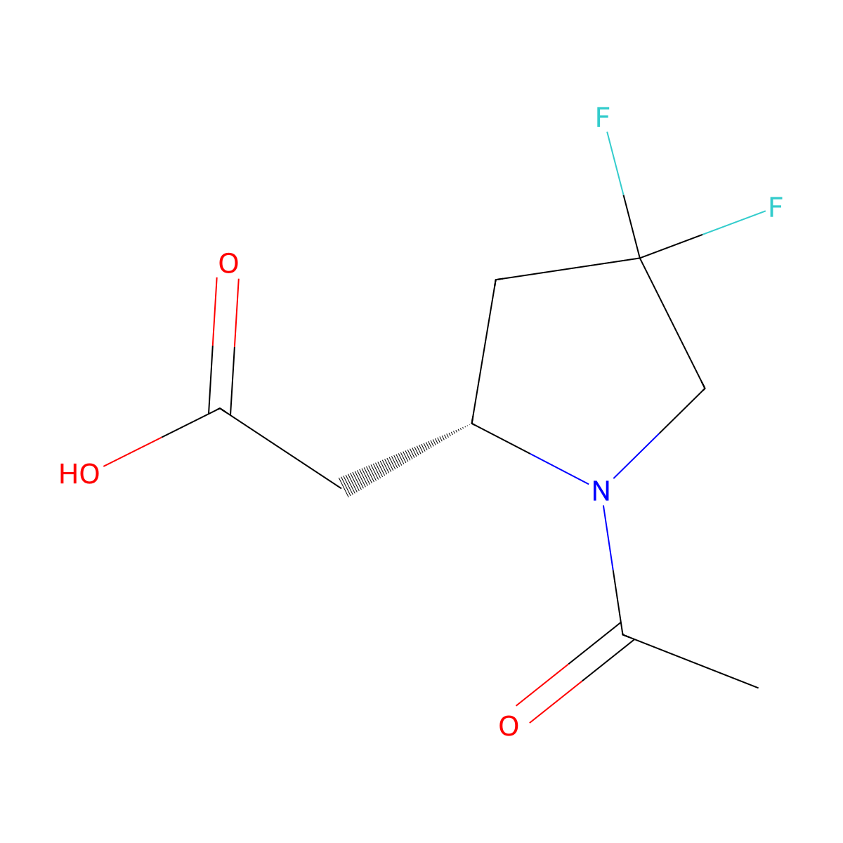 2-[(2R)-1-acetyl-4,4-difluoropyrrolidin-2-yl]acetic acid molecular structure, CAS 2679941-45-6