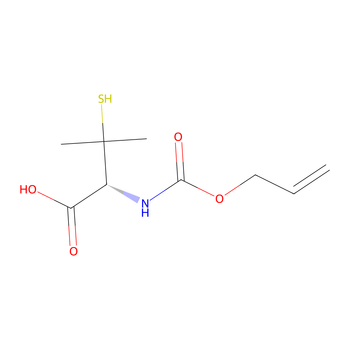 (2R)-3-methyl-2-{[(prop-2-en-1-yloxy)carbonyl]amino}-3-sulfanylbutanoic acid molecular structure, CAS 2679941-51-4