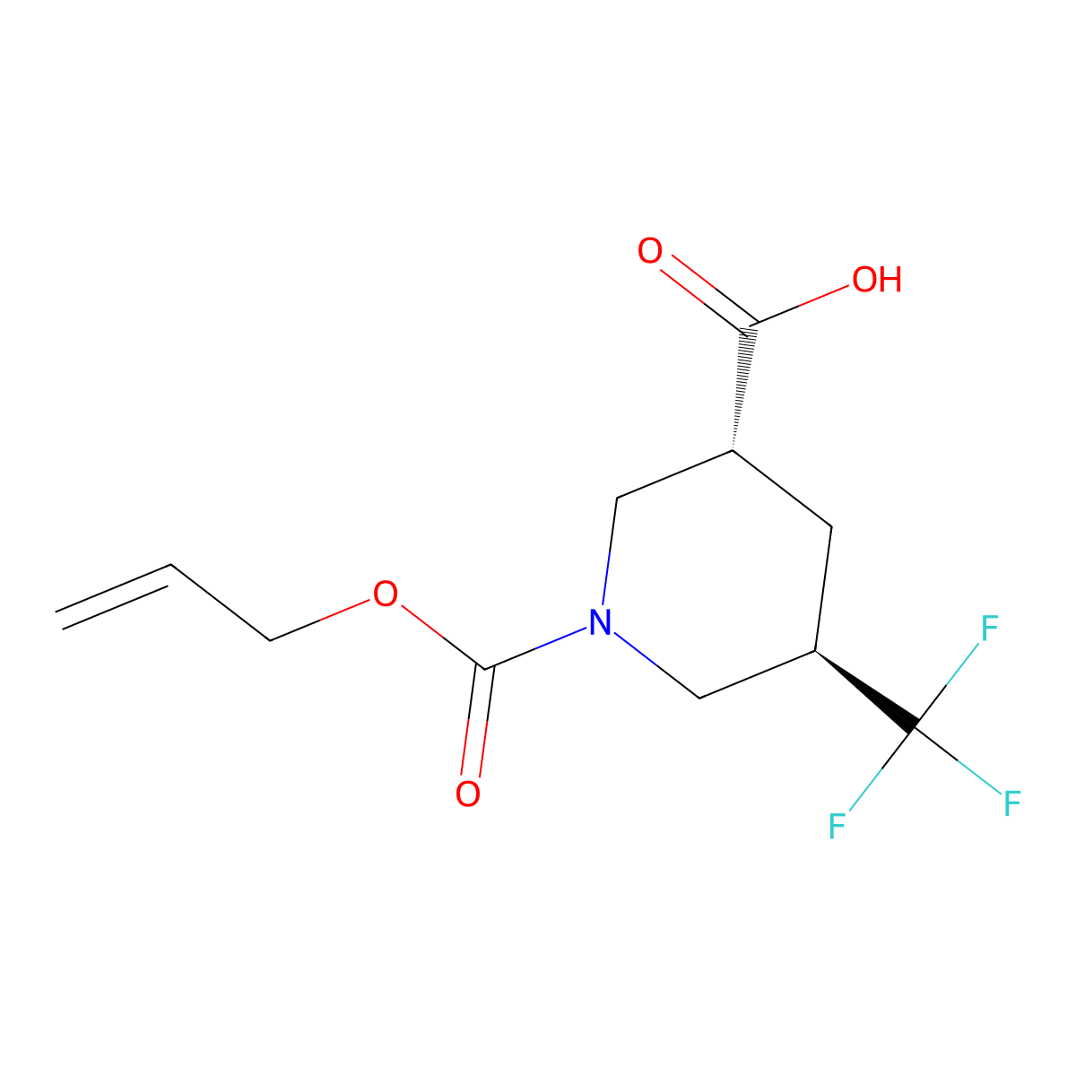 rac-(3R,5R)-1-[(prop-2-en-1-yloxy)carbonyl]-5-(trifluoromethyl)piperidine-3-carboxylic acid molecular structure, CAS 2679941-57-0