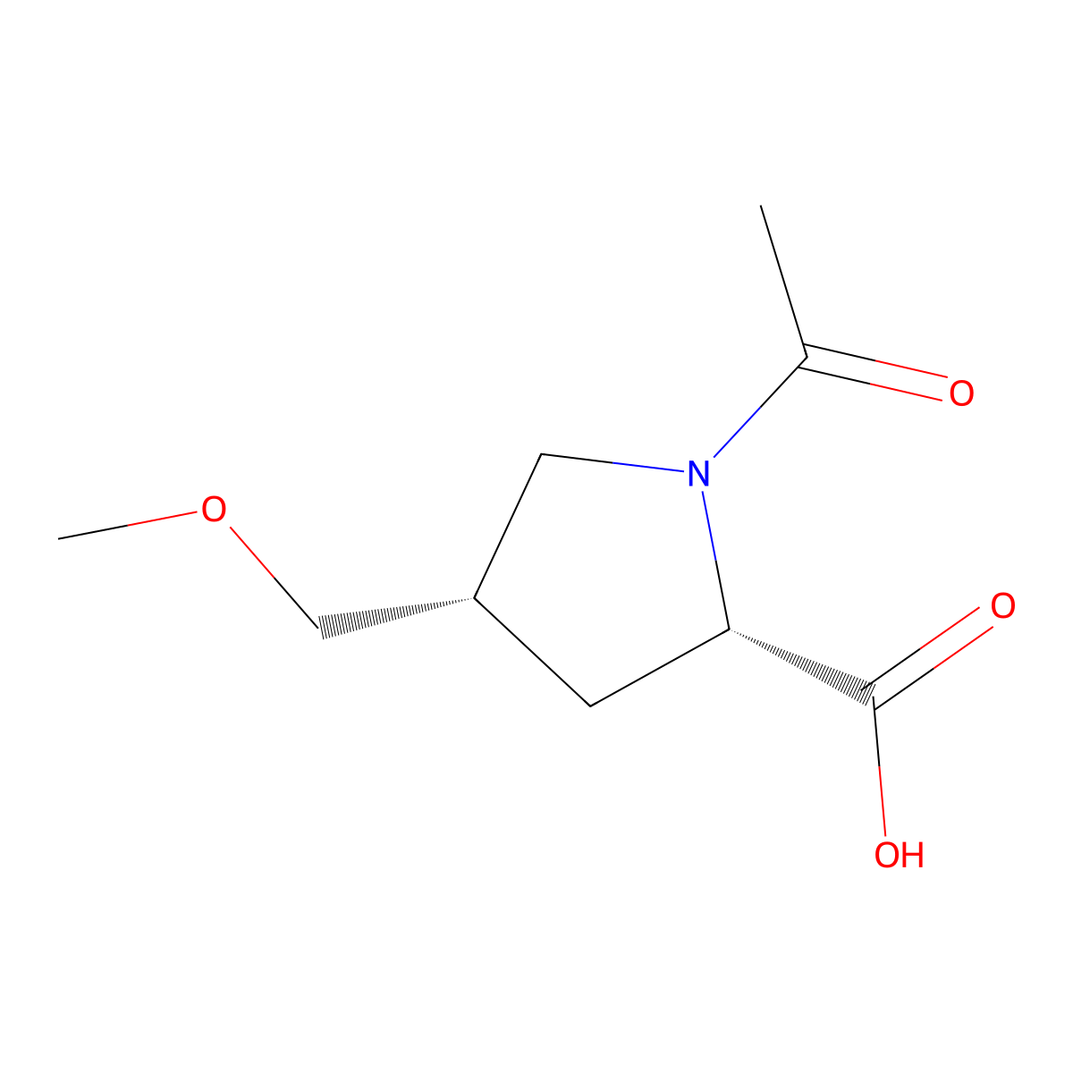(2S,4S)-1-acetyl-4-(methoxymethyl)pyrrolidine-2-carboxylic acid molecular structure, CAS 2679941-62-7