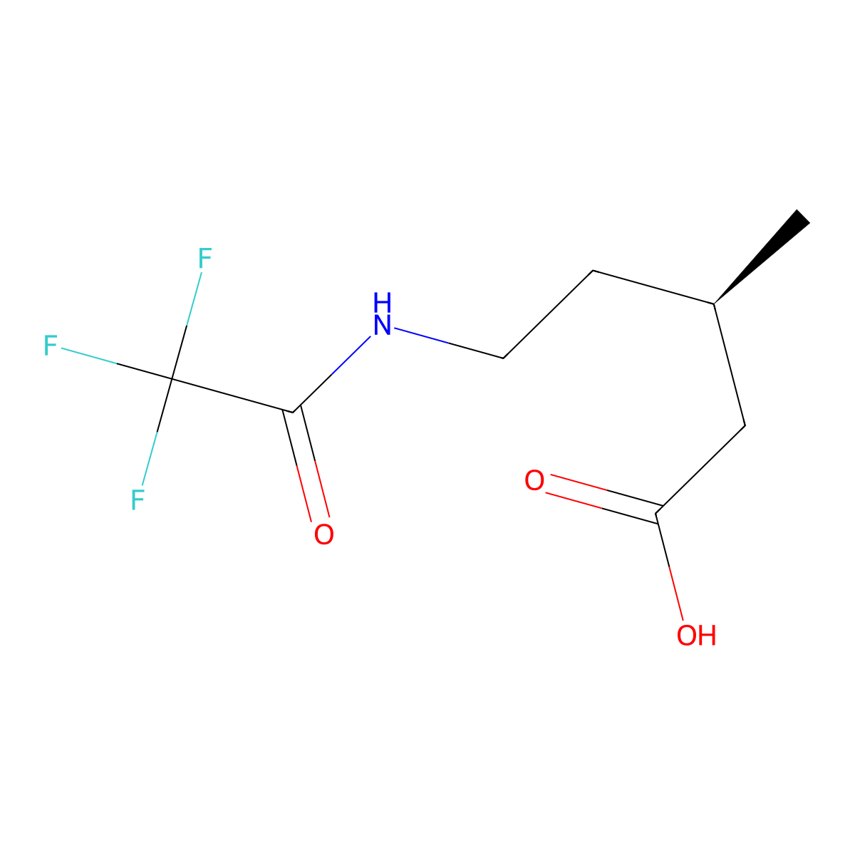 (3R)-3-methyl-5-(2,2,2-trifluoroacetamido)pentanoic acid molecular structure, CAS 2679941-63-8