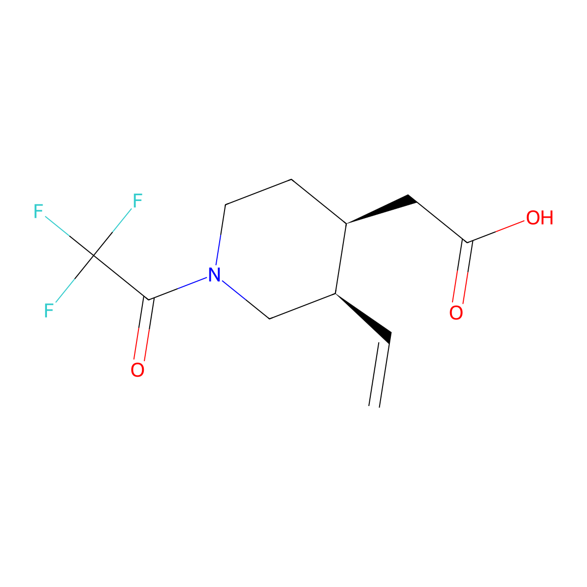 2-[(3R,4S)-3-ethenyl-1-(2,2,2-trifluoroacetyl)piperidin-4-yl]acetic acid molecular structure, CAS 2679941-73-0
