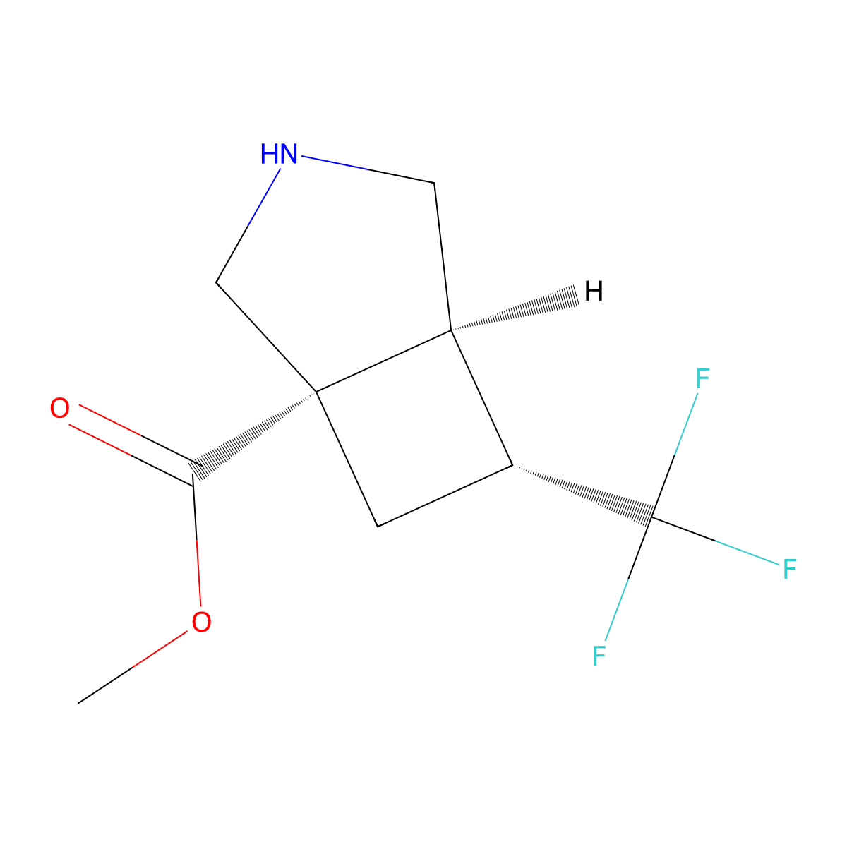 rac-methyl (1R,5R,6S)-6-(trifluoromethyl)-3-azabicyclo[3.2.0]heptane-1-carboxylate molecular structure, CAS 2679941-77-4