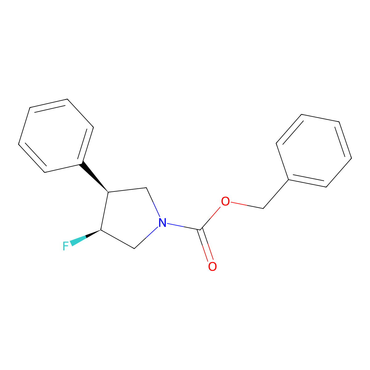 rac-benzyl (3R,4R)-3-fluoro-4-phenylpyrrolidine-1-carboxylate molecular structure, CAS 2679941-89-8
