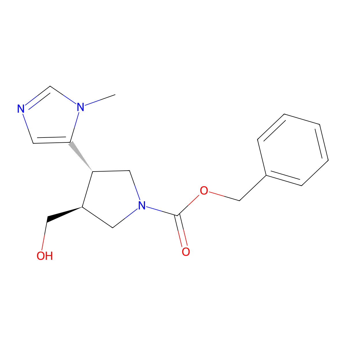 rac-benzyl (3R,4R)-3-(hydroxymethyl)-4-(1-methyl-1H-imidazol-5-yl)pyrrolidine-1-carboxylate molecular structure, CAS 2679941-98-9