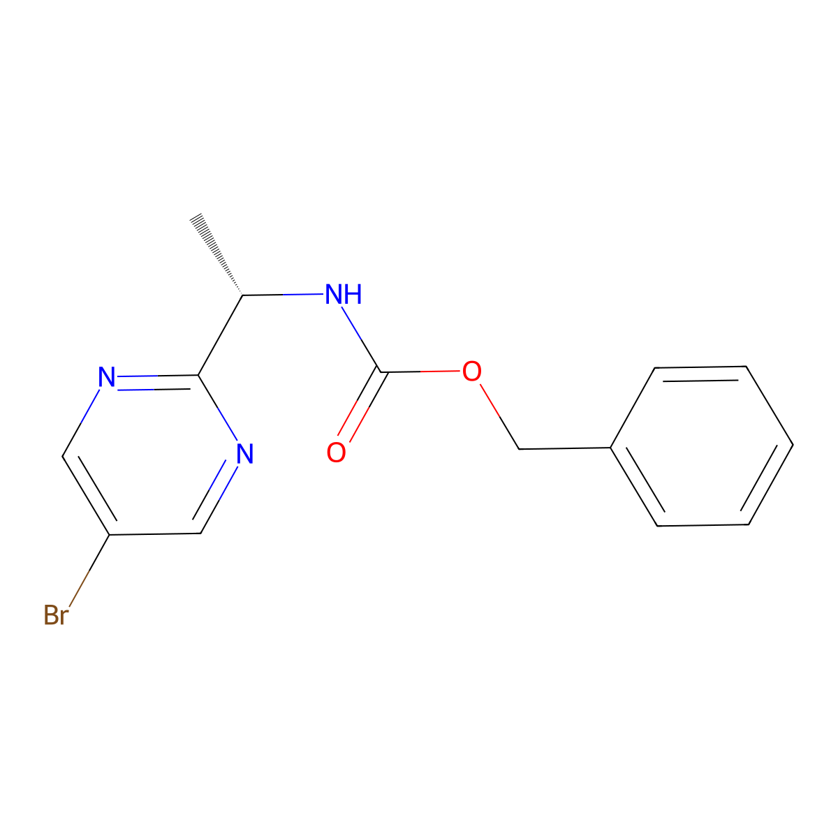 benzyl N-[(1S)-1-(5-bromopyrimidin-2-yl)ethyl]carbamate molecular structure, CAS 2679942-00-6