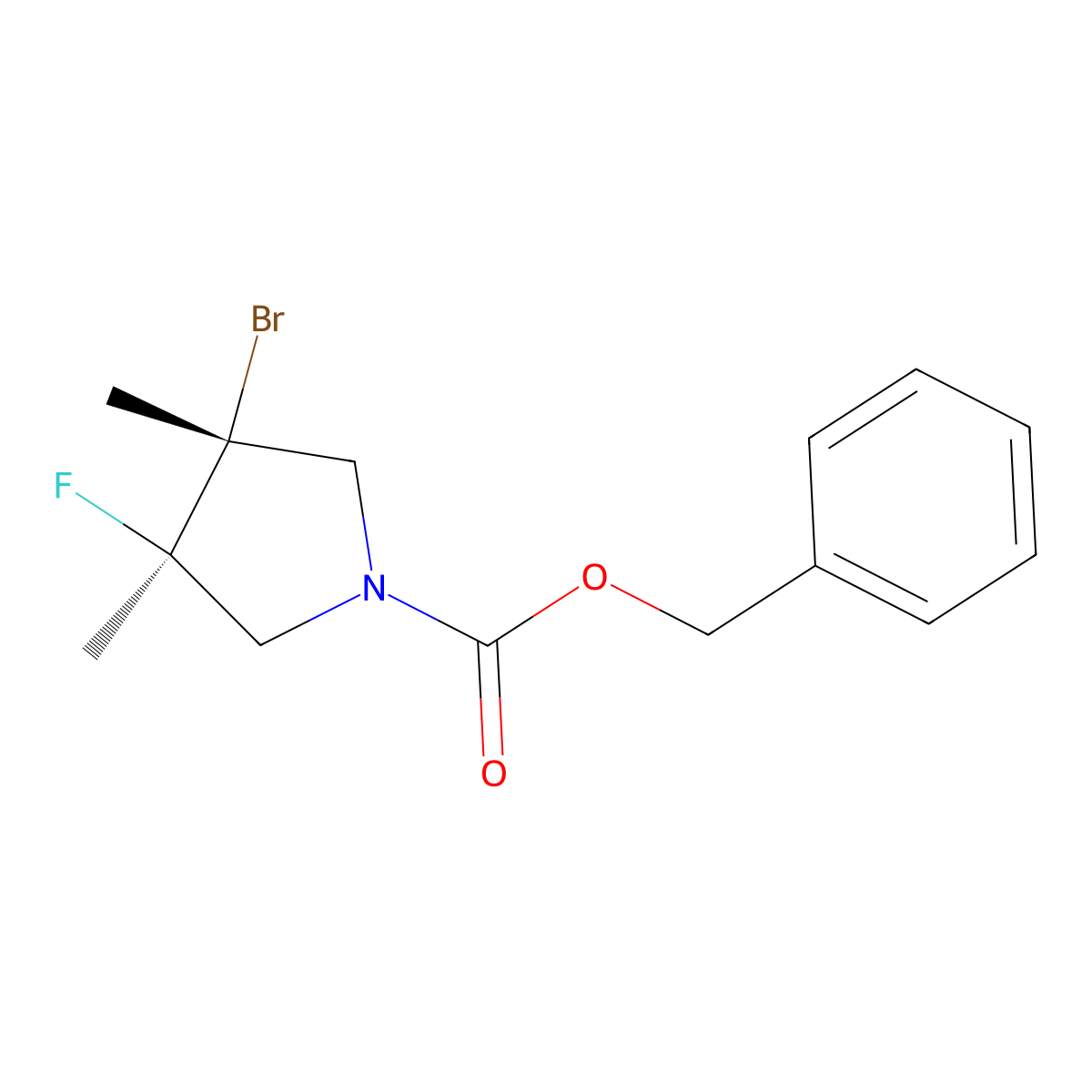 rac-benzyl (3R,4R)-3-bromo-4-fluoro-3,4-dimethylpyrrolidine-1-carboxylate molecular structure, CAS 2679942-03-9