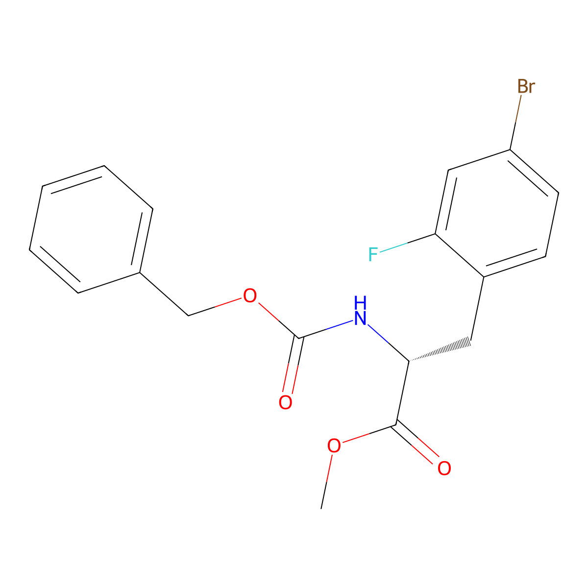 methyl (2R)-2-{[(benzyloxy)carbonyl]amino}-3-(4-bromo-2-fluorophenyl)propanoate molecular structure, CAS 2679942-05-1