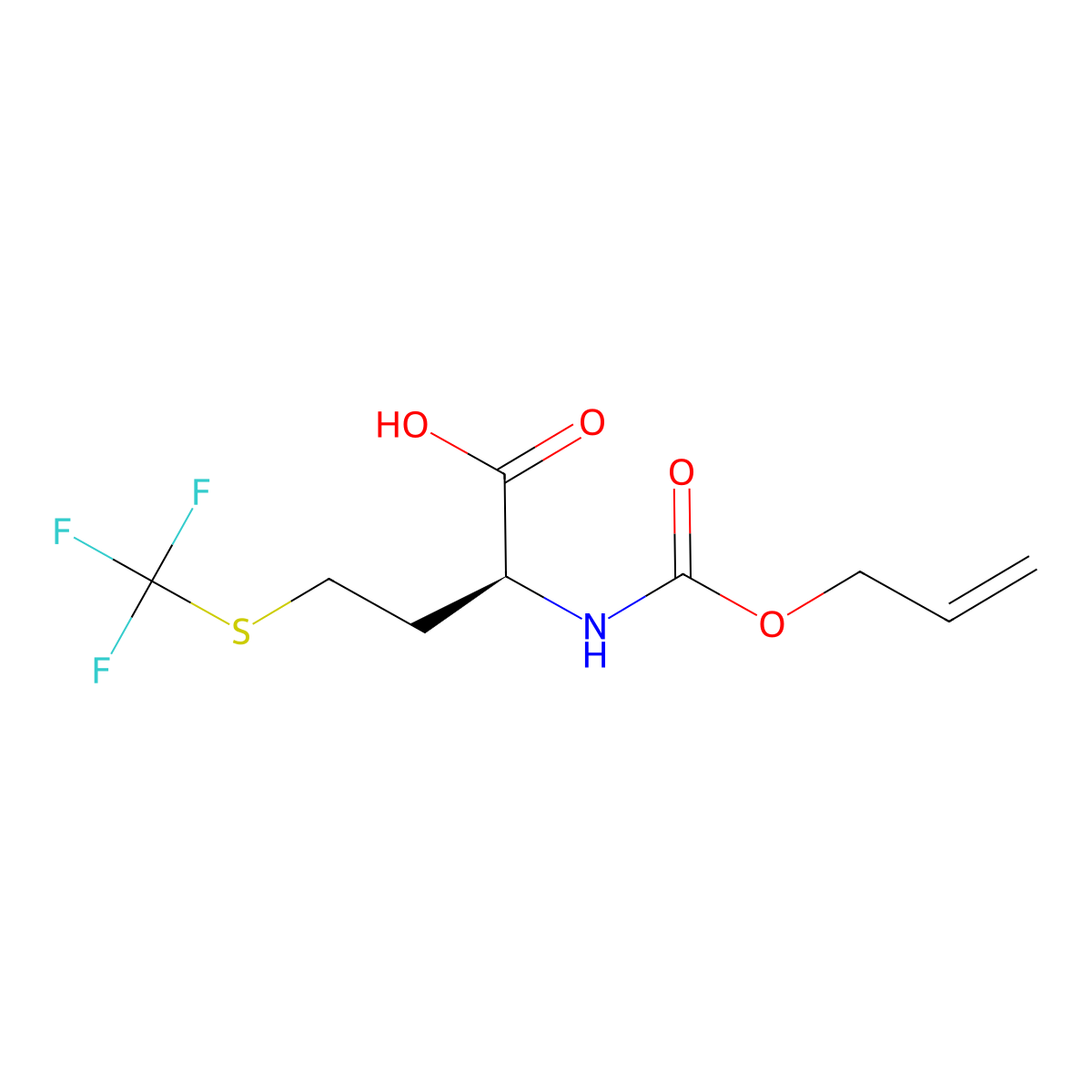 (2S)-2-{[(prop-2-en-1-yloxy)carbonyl]amino}-4-[(trifluoromethyl)sulfanyl]butanoic acid molecular structure, CAS 2679942-12-0