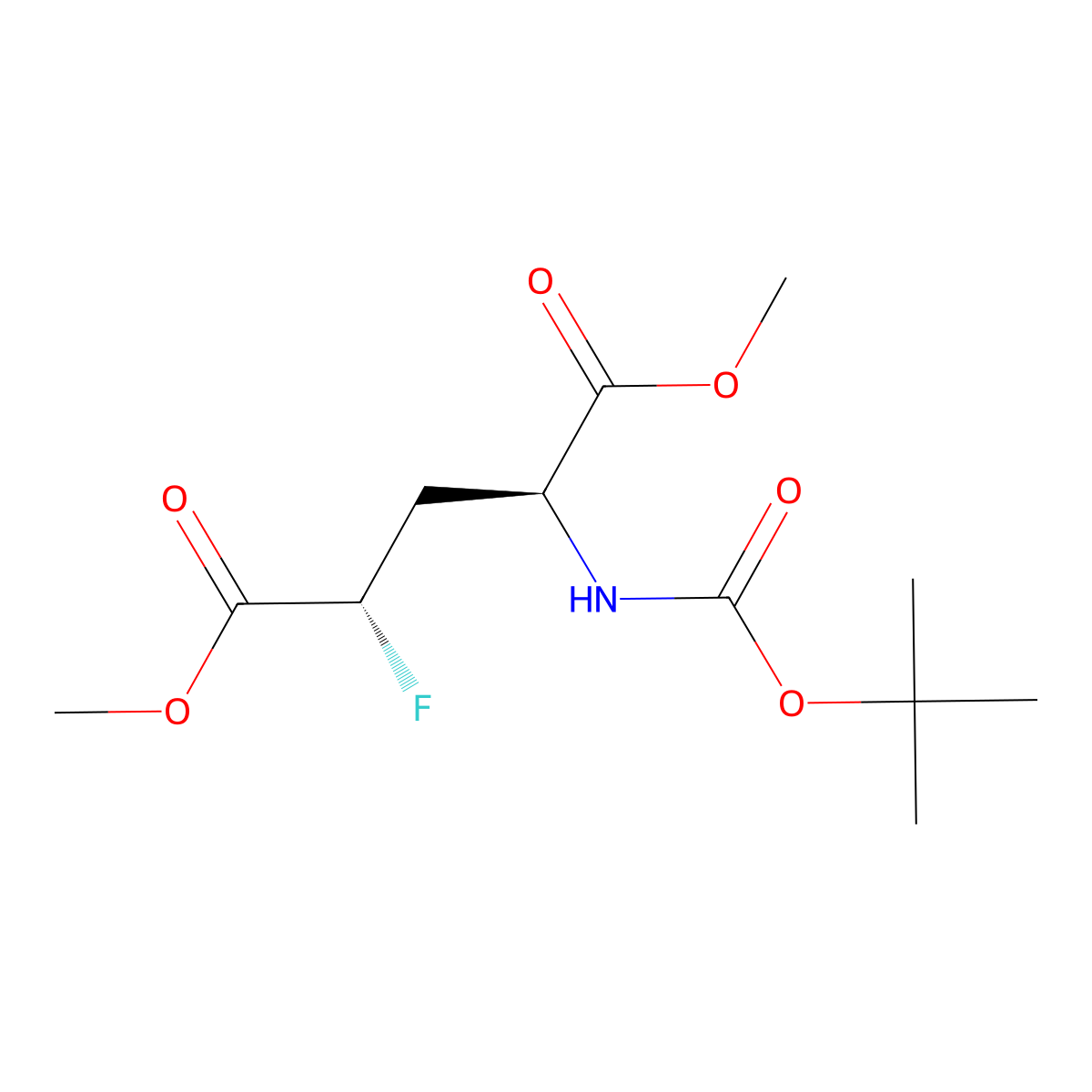 1,5-dimethyl (2S,4S)-2-{[(tert-butoxy)carbonyl]amino}-4-fluoropentanedioate molecular structure, CAS 2679942-15-3