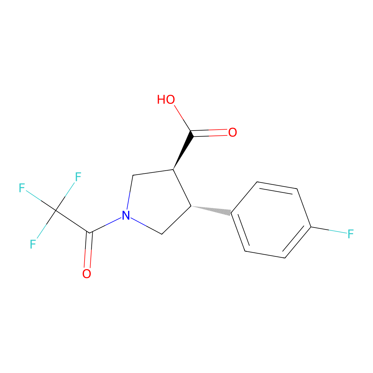 rac-(3R,4S)-4-(4-fluorophenyl)-1-(2,2,2-trifluoroacetyl)pyrrolidine-3-carboxylic acid molecular structure, CAS 2679942-19-7