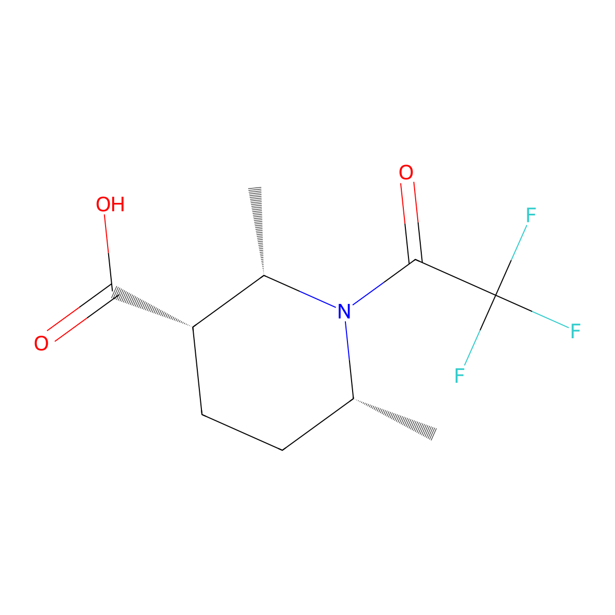 rac-(2R,3R,6S)-2,6-dimethyl-1-(trifluoroacetyl)piperidine-3-carboxylic acid molecular structure, CAS 2679942-24-4