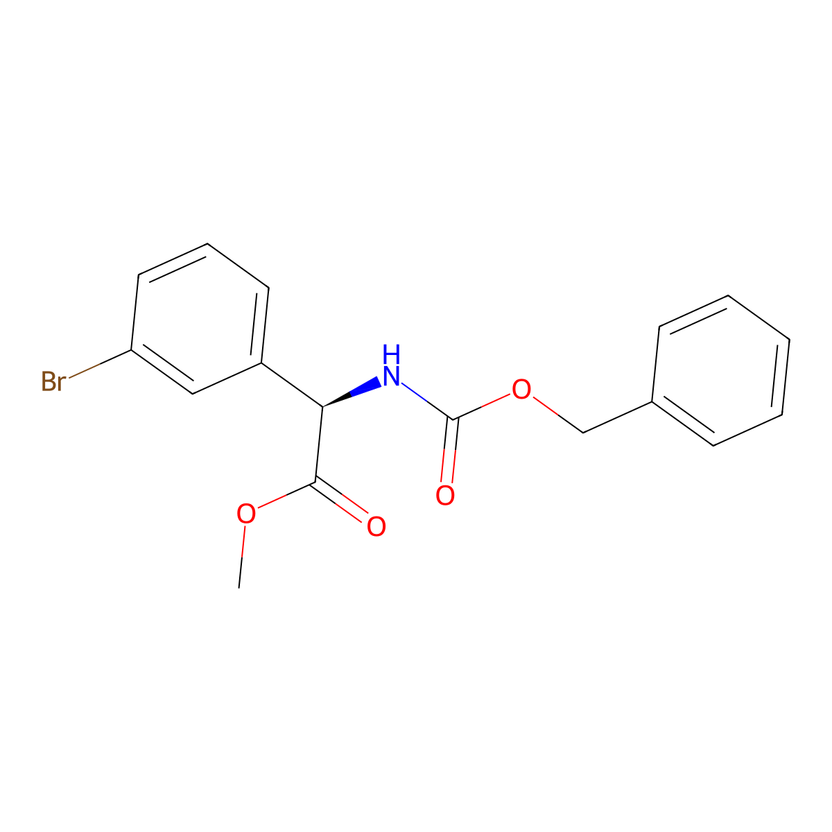 methyl (2R)-2-{[(benzyloxy)carbonyl]amino}-2-(3-bromophenyl)acetate molecular structure, CAS 2679942-29-9