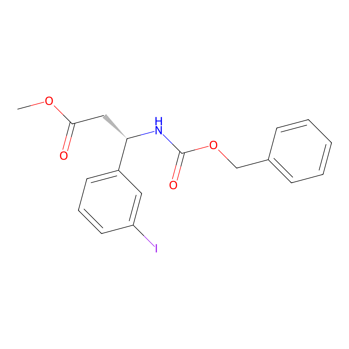methyl (3S)-3-{[(benzyloxy)carbonyl]amino}-3-(3-iodophenyl)propanoate molecular structure, CAS 2679942-30-2