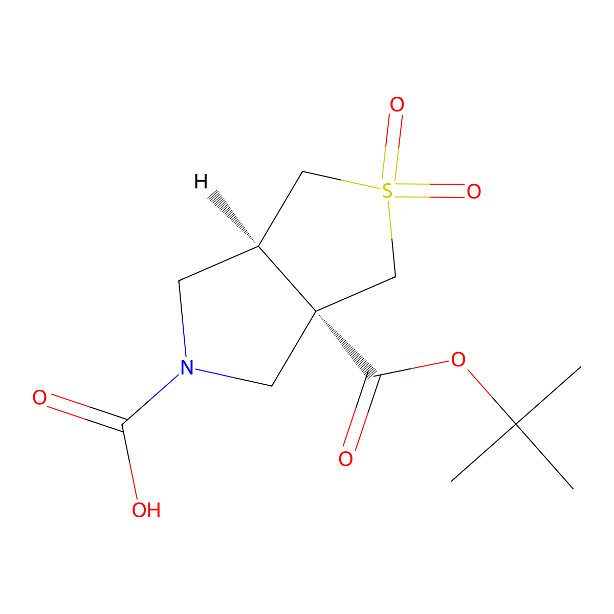 rac-(3aR,6aS)-3a-[(tert-butoxy)carbonyl]-2,2-dioxo-hexahydro-1H-2lambda6-thieno[3,4-c]pyrrole-5-carboxylic acid molecular structure, CAS 2679942-33-5