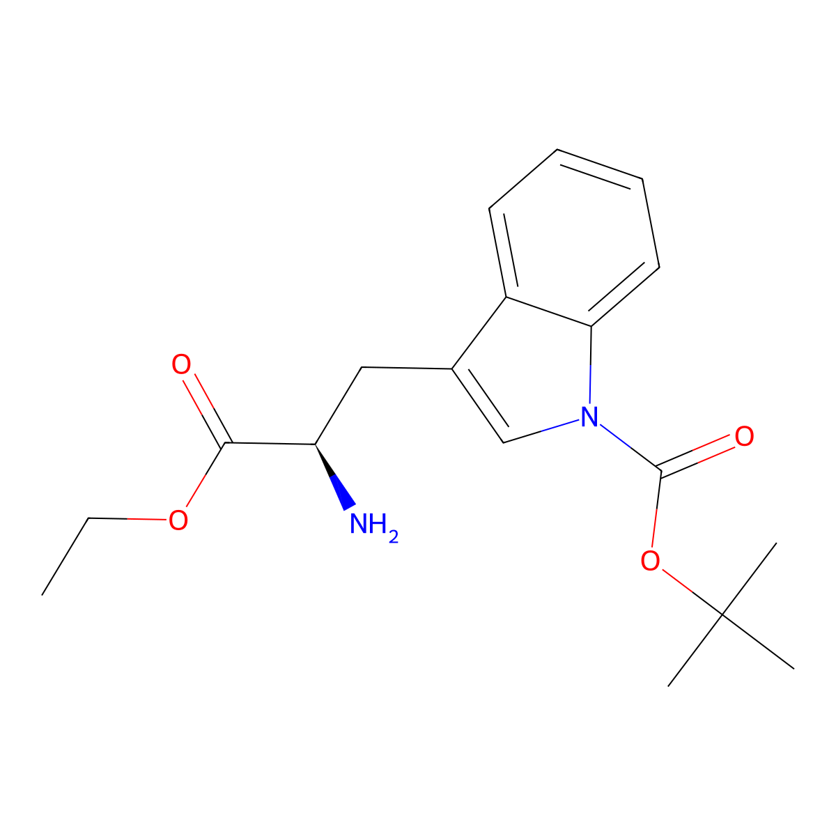 tert-butyl 3-[(2R)-2-amino-3-ethoxy-3-oxopropyl]-1H-indole-1-carboxylate molecular structure, CAS 2679942-36-8