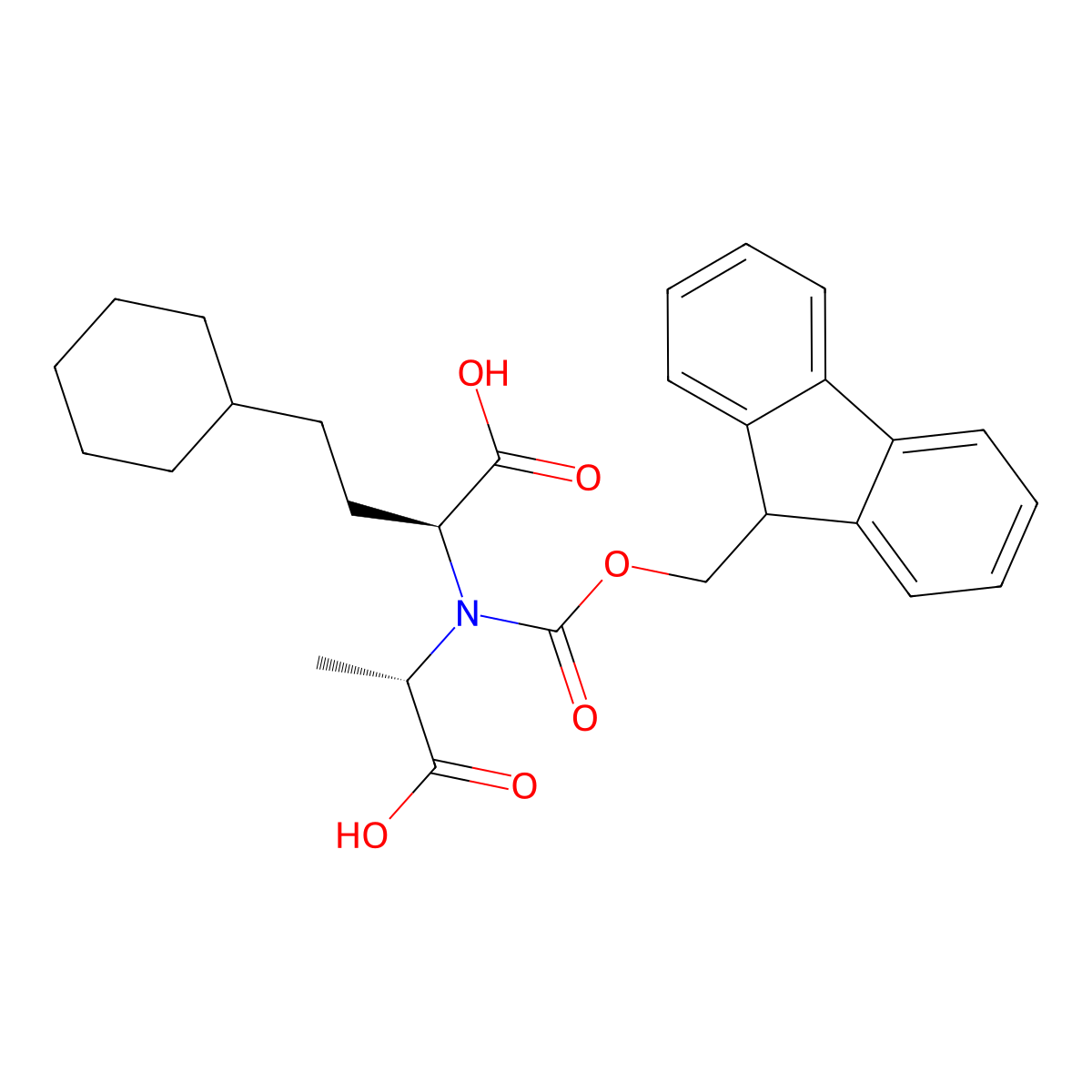 (2S)-2-{[(1S)-1-carboxyethyl]({[(9H-fluoren-9-yl)methoxy]carbonyl})amino}-4-cyclohexylbutanoic acid molecular structure, CAS 2679942-39-1