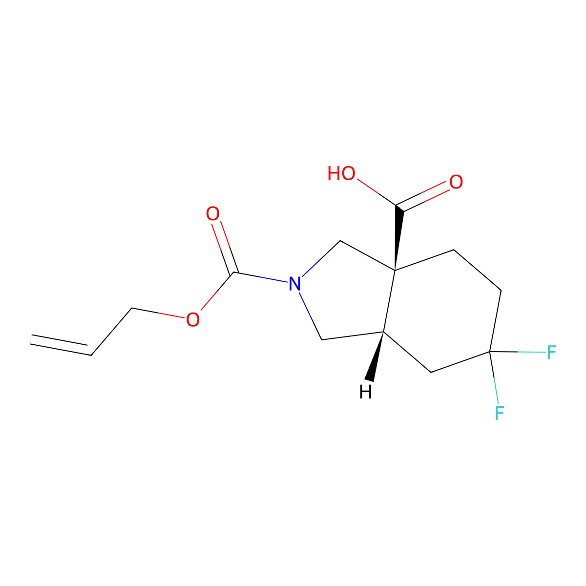 rac-(3aR,7aR)-6,6-difluoro-2-[(prop-2-en-1-yloxy)carbonyl]-octahydro-1H-isoindole-3a-carboxylic acid molecular structure, CAS 2679942-40-4