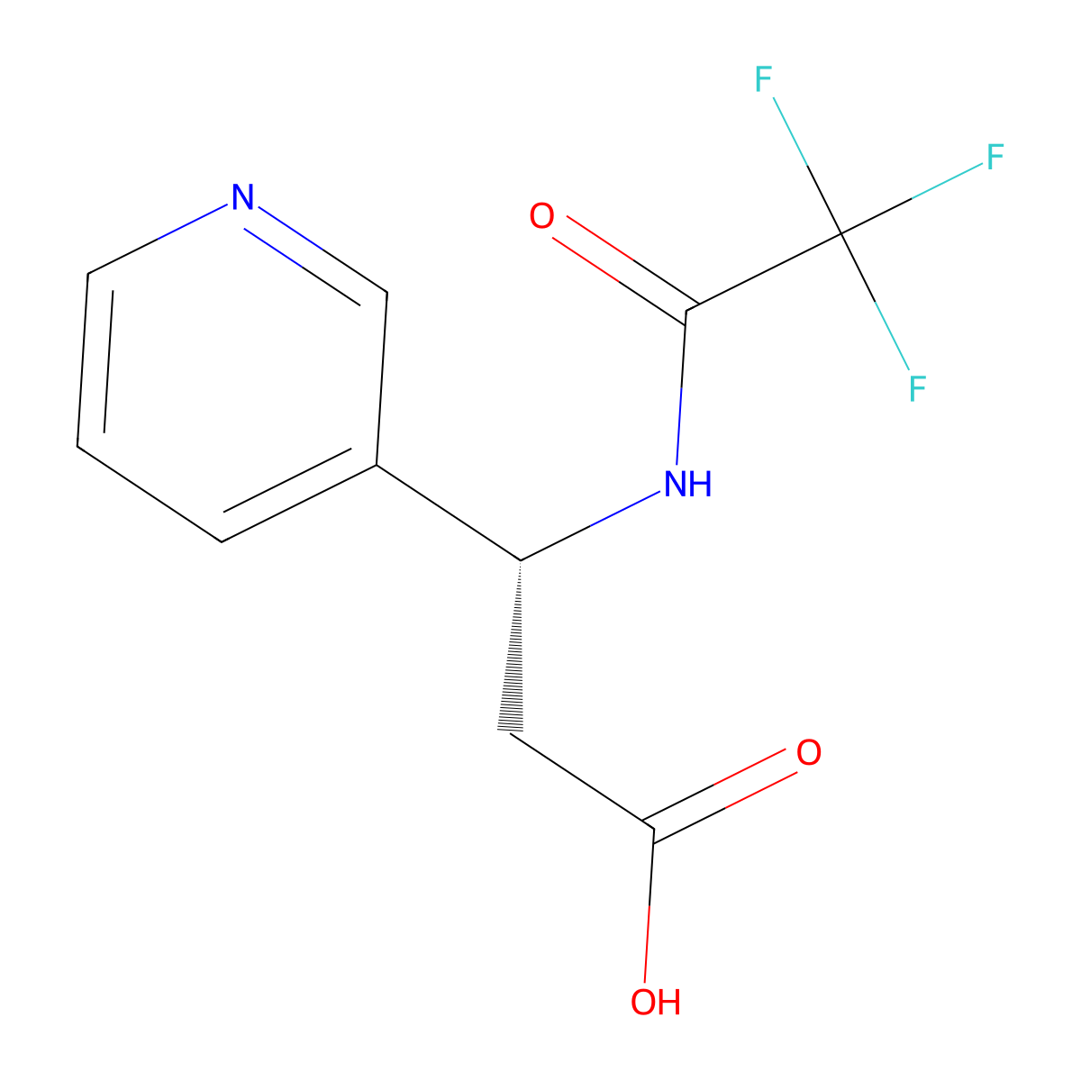 (3R)-3-(pyridin-3-yl)-3-(2,2,2-trifluoroacetamido)propanoic acid molecular structure, CAS 2679942-43-7