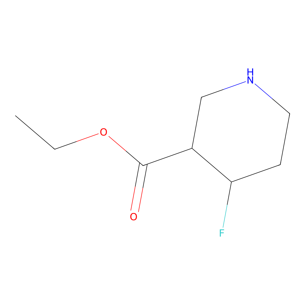 rac-ethyl (3R,4S)-4-fluoropiperidine-3-carboxylate molecular structure, CAS 2679942-45-9