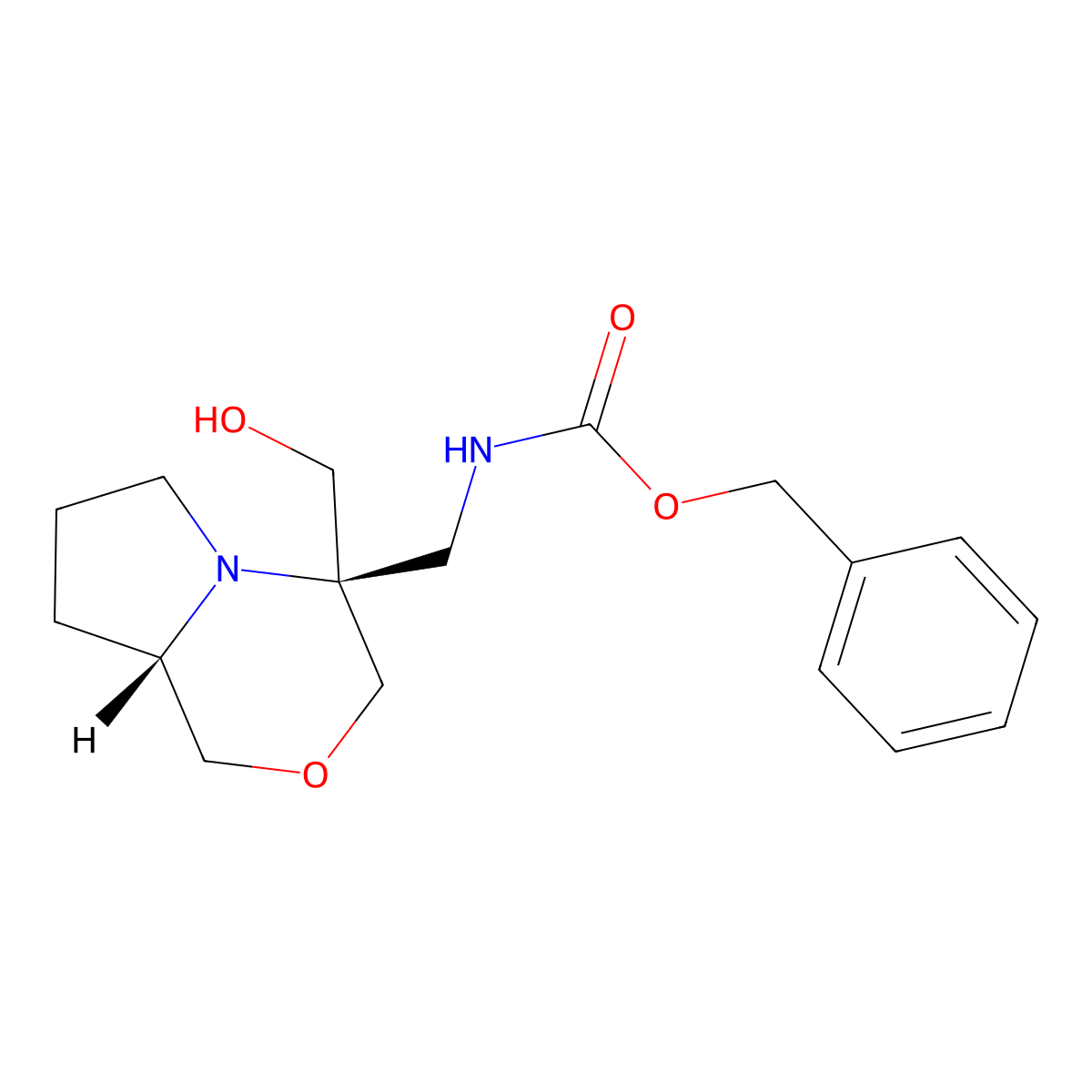 benzyl N-{[(4R,8aS)-4-(hydroxymethyl)-hexahydro-1H-pyrrolo[2,1-c][1,4]oxazin-4-yl]methyl}carbamate molecular structure, CAS 2679942-57-3