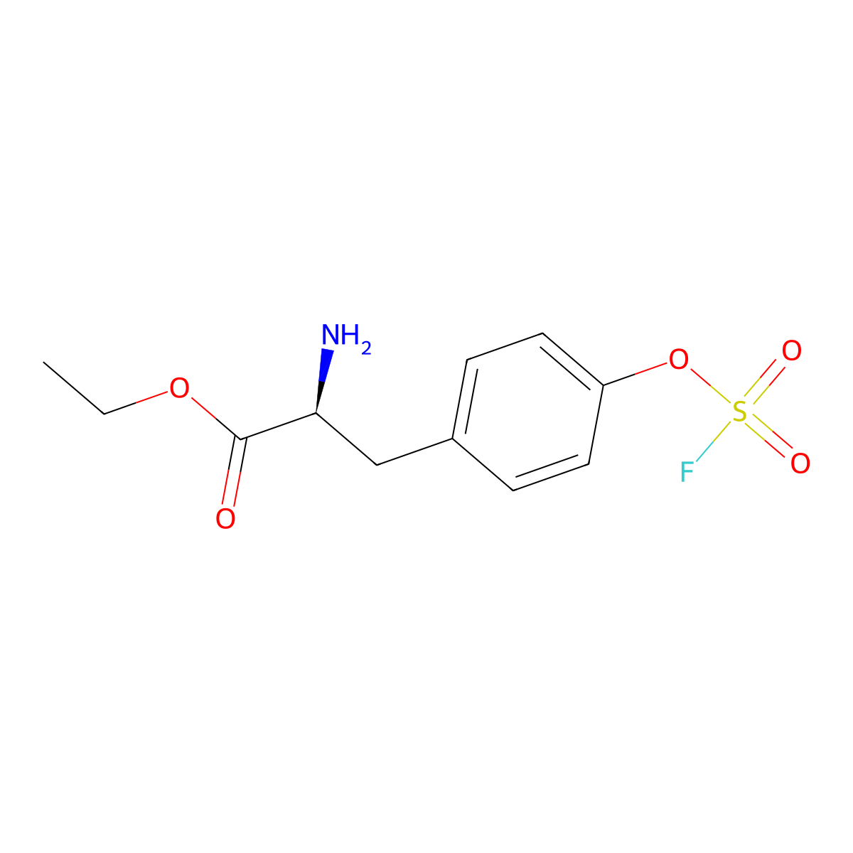ethyl (2S)-2-amino-3-{4-[(fluorosulfonyl)oxy]phenyl}propanoate molecular structure, CAS 2679942-62-0