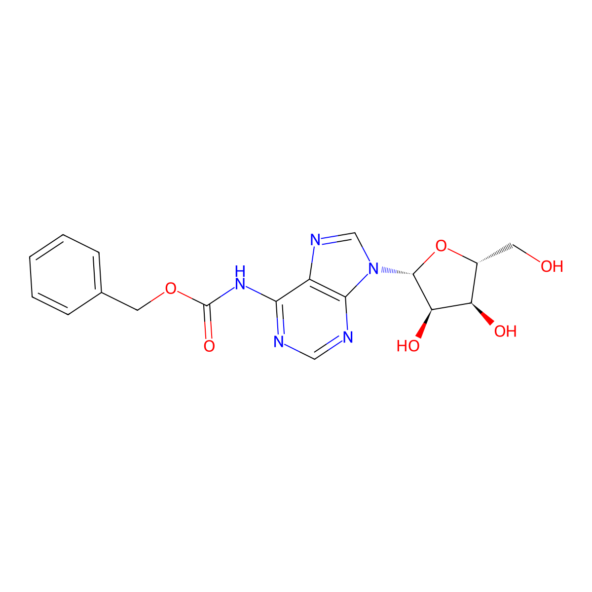 benzyl N-{9-[(2R,3R,4S,5R)-3,4-dihydroxy-5-(hydroxymethyl)oxolan-2-yl]-9H-purin-6-yl}carbamate molecular structure, CAS 2679942-63-1