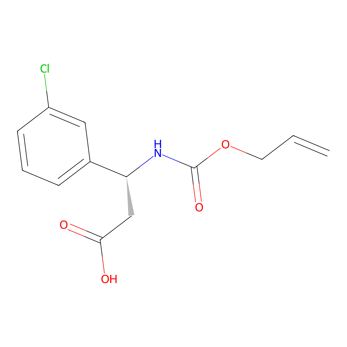 (3R)-3-(3-chlorophenyl)-3-{[(prop-2-en-1-yloxy)carbonyl]amino}propanoic acid molecular structure, CAS 2679942-66-4
