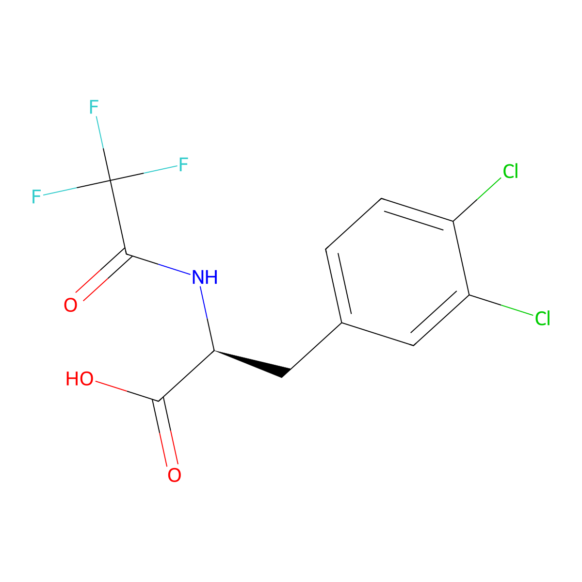 (2S)-3-(3,4-dichlorophenyl)-2-(2,2,2-trifluoroacetamido)propanoic acid molecular structure, CAS 2679942-67-5