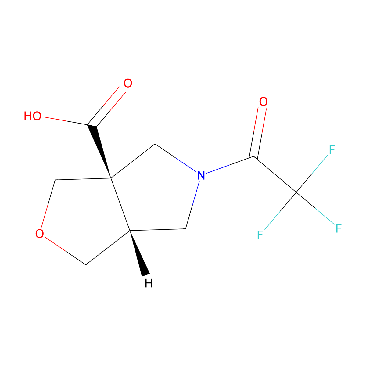 rac-(3aR,6aR)-5-(trifluoroacetyl)-hexahydro-1H-furo[3,4-c]pyrrole-3a-carboxylic acid molecular structure, CAS 2679942-68-6