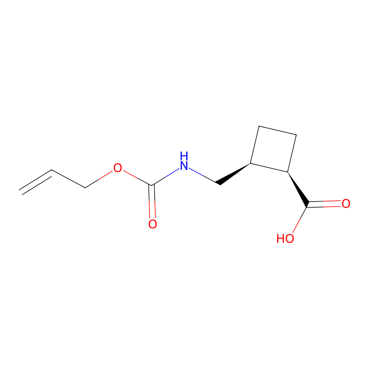 rac-(1R,2S)-2-({[(prop-2-en-1-yloxy)carbonyl]amino}methyl)cyclobutane-1-carboxylic acid molecular structure, CAS 2679942-72-2