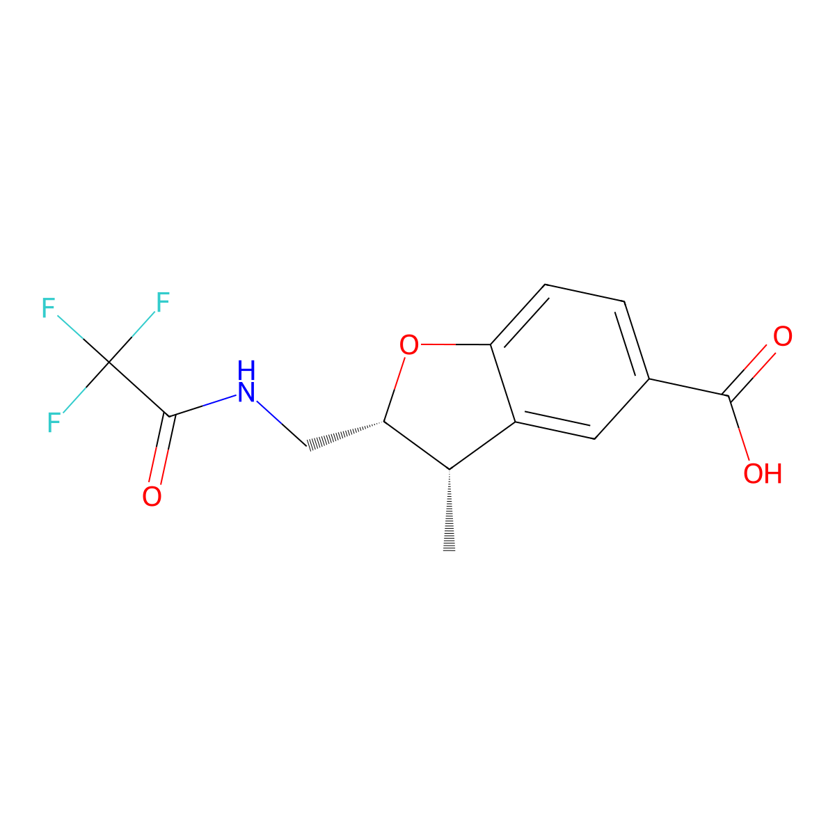 rac-(2R,3S)-3-methyl-2-[(2,2,2-trifluoroacetamido)methyl]-2,3-dihydro-1-benzofuran-5-carboxylic acid molecular structure, CAS 2679942-86-8