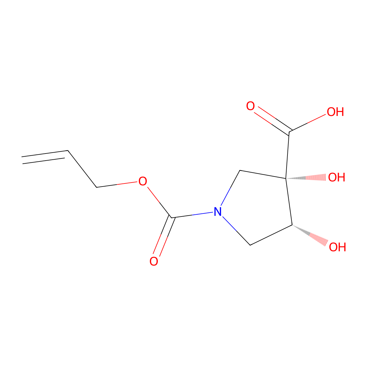 rac-(3R,4S)-3,4-dihydroxy-1-[(prop-2-en-1-yloxy)carbonyl]pyrrolidine-3-carboxylic acid molecular structure, CAS 2679942-87-9
