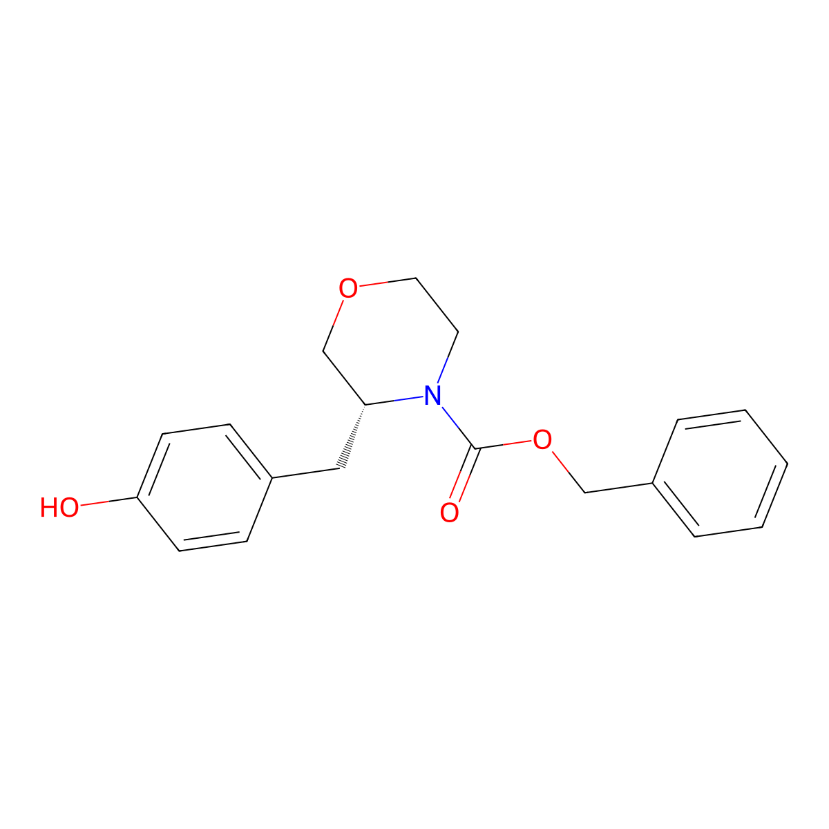 benzyl (3R)-3-[(4-hydroxyphenyl)methyl]morpholine-4-carboxylate molecular structure, CAS 2679943-17-8