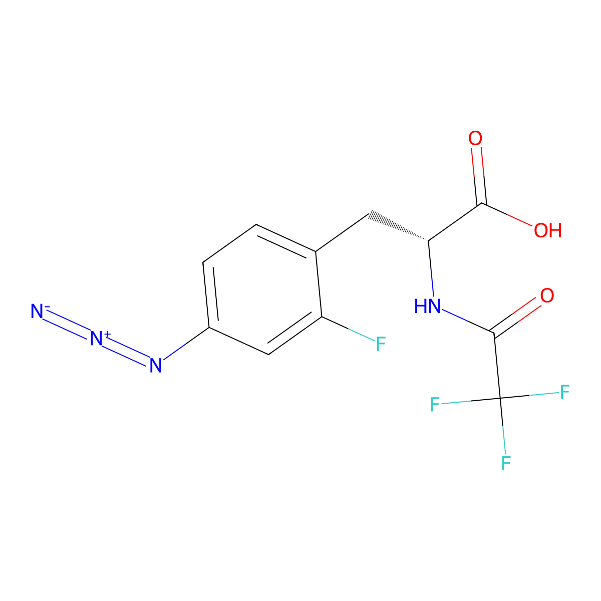 (2R)-3-(4-azido-2-fluorophenyl)-2-(2,2,2-trifluoroacetamido)propanoic acid molecular structure, CAS 2679943-18-9