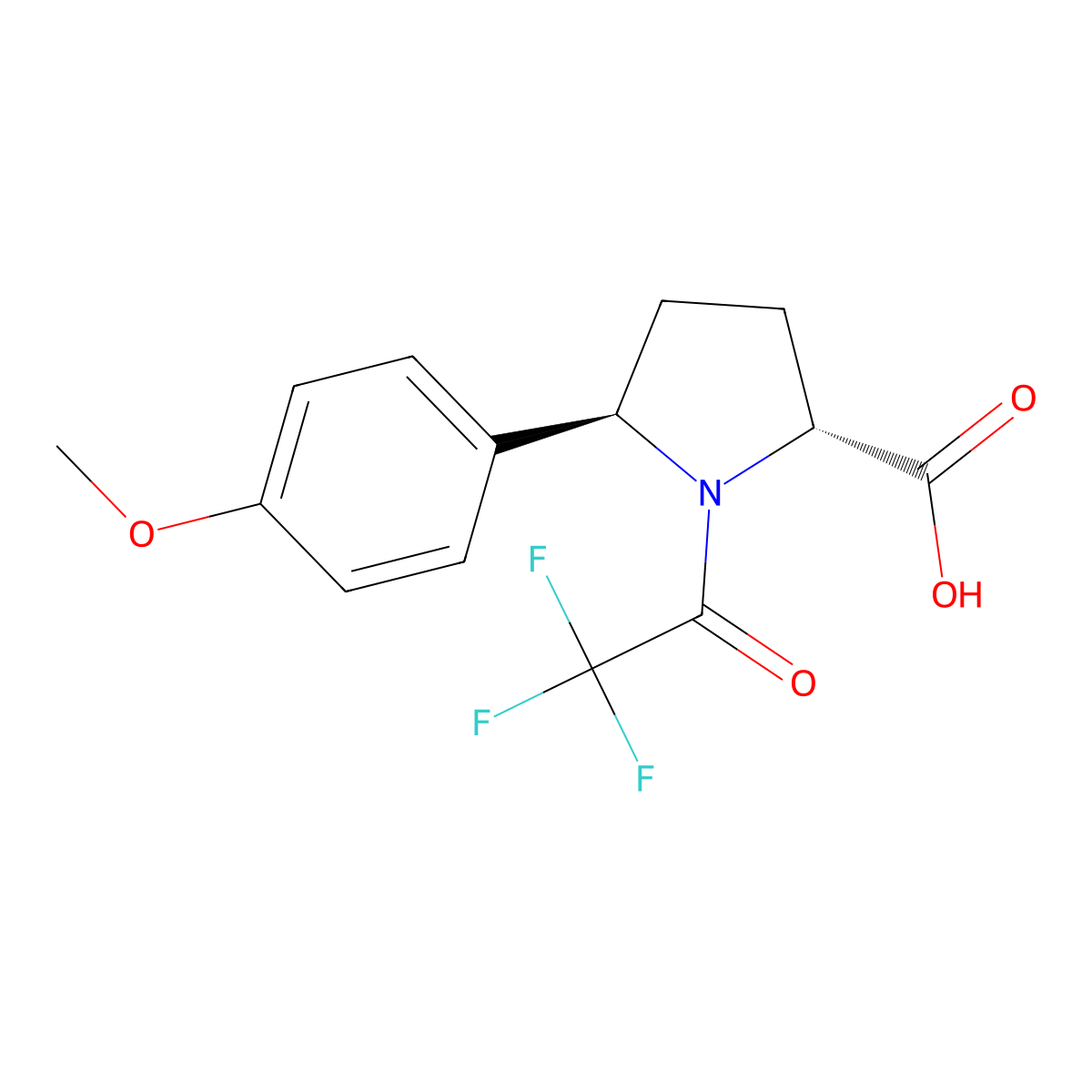 (2R,5R)-5-(4-methoxyphenyl)-1-(2,2,2-trifluoroacetyl)pyrrolidine-2-carboxylic acid molecular structure, CAS 2679943-23-6