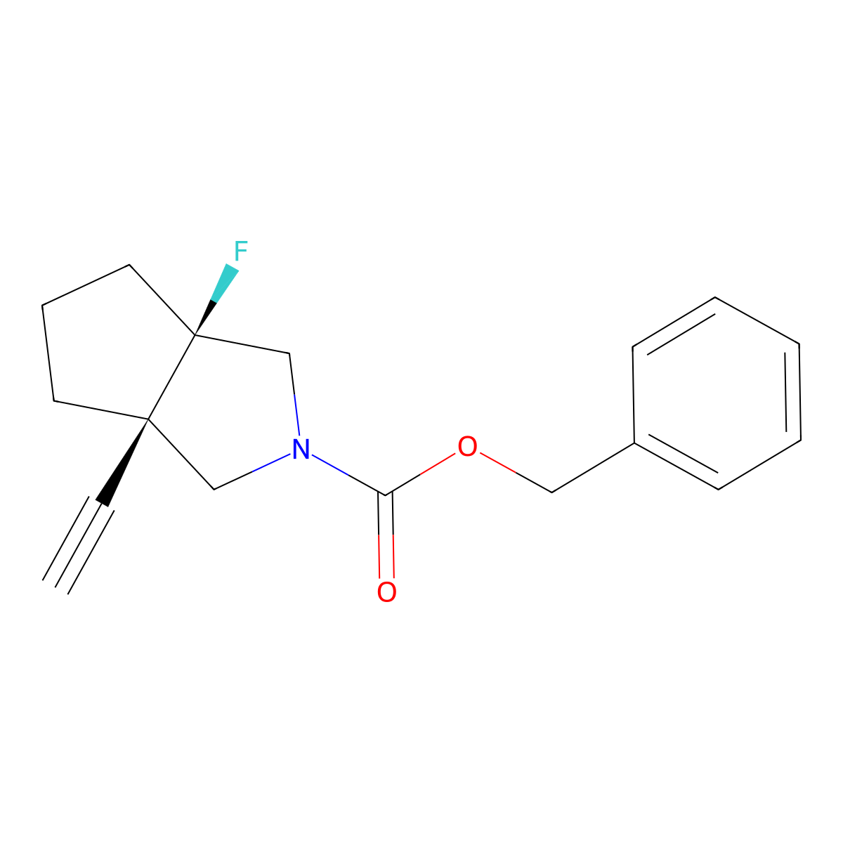 rac-benzyl (3aR,6aR)-3a-ethynyl-6a-fluoro-octahydrocyclopenta[c]pyrrole-2-carboxylate molecular structure, CAS 2679943-24-7