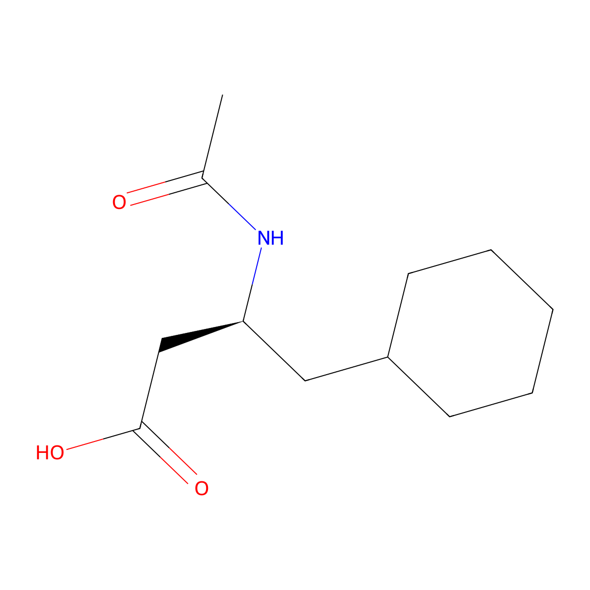 (3S)-4-cyclohexyl-3-acetamidobutanoic acid molecular structure, CAS 2679943-26-9