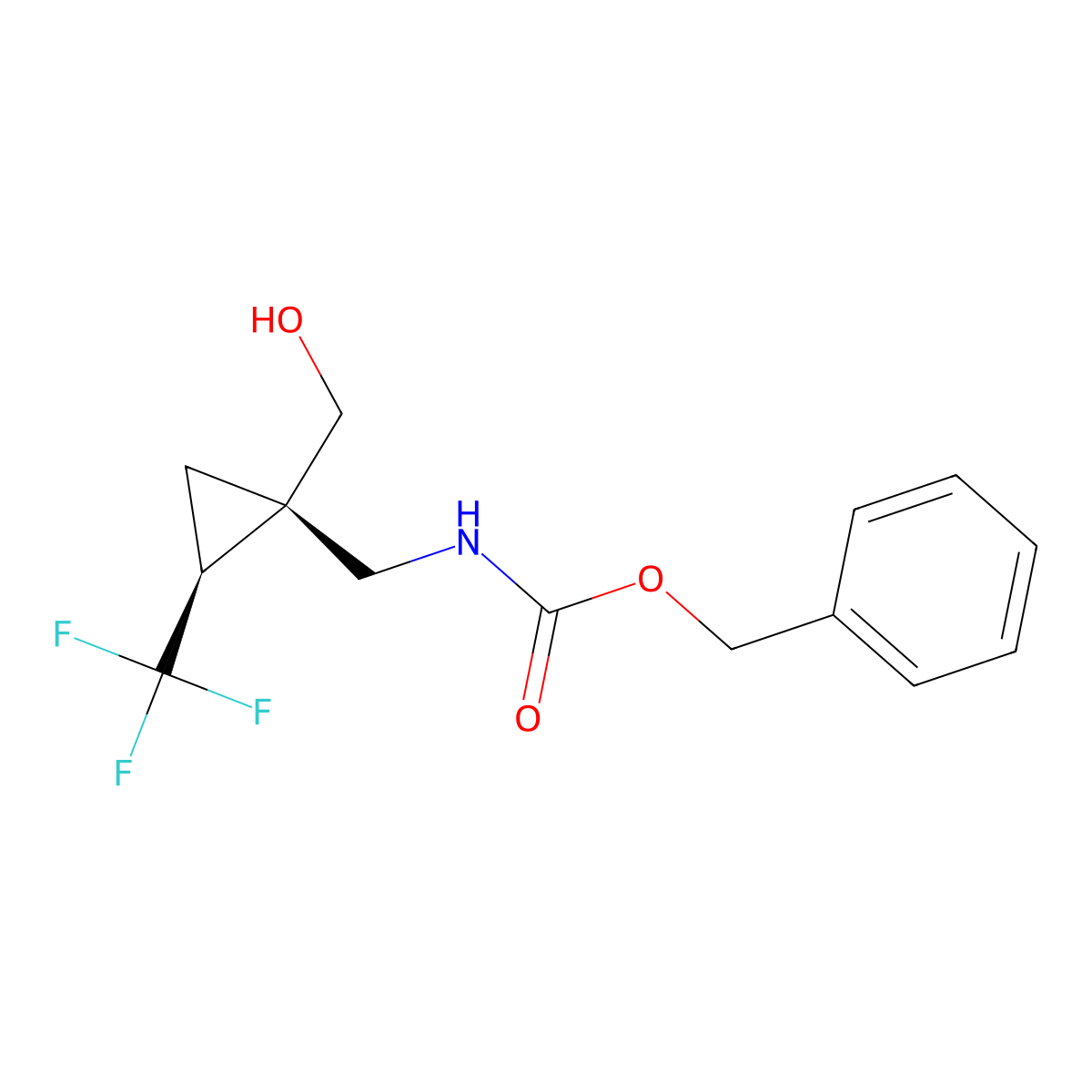 rac-benzyl N-{[(1R,2R)-1-(hydroxymethyl)-2-(trifluoromethyl)cyclopropyl]methyl}carbamate molecular structure, CAS 2679943-32-7