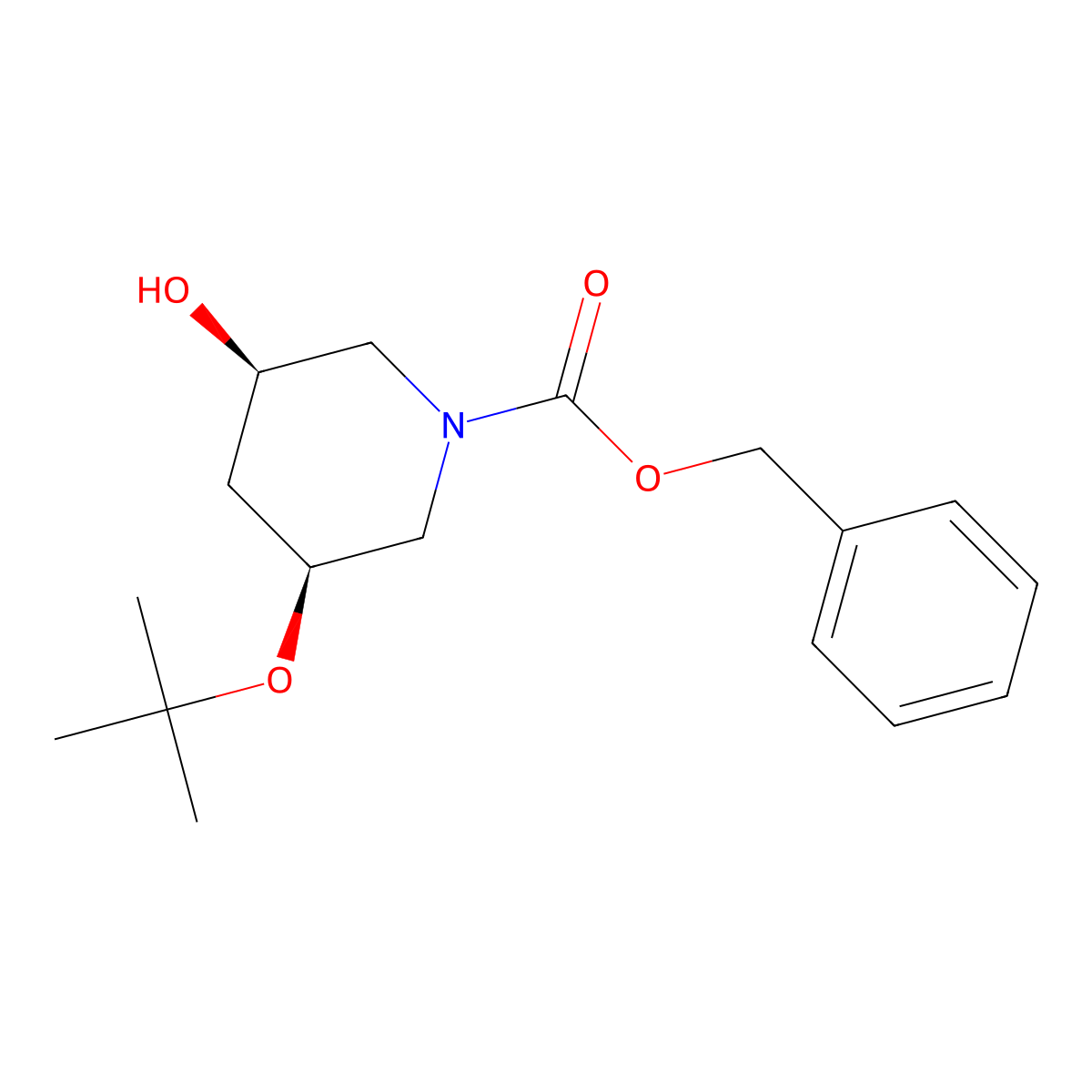 benzyl (3S,5R)-3-(tert-butoxy)-5-hydroxypiperidine-1-carboxylate molecular structure, CAS 2679943-34-9