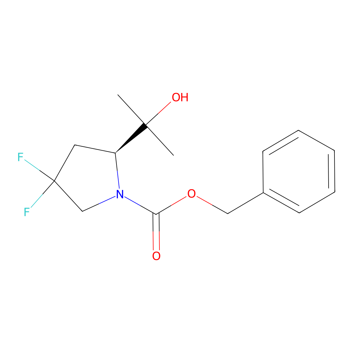 benzyl (2S)-4,4-difluoro-2-(2-hydroxypropan-2-yl)pyrrolidine-1-carboxylate molecular structure, CAS 2679943-35-0