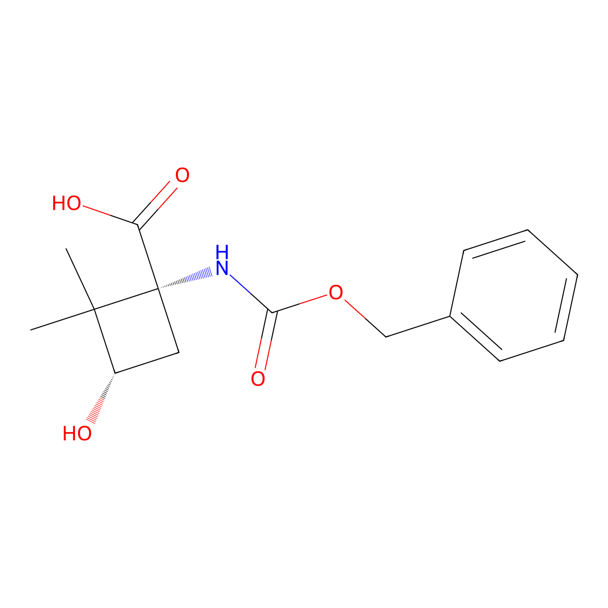 rac-(1R,3S)-1-{[(benzyloxy)carbonyl]amino}-3-hydroxy-2,2-dimethylcyclobutane-1-carboxylic acid molecular structure, CAS 2679943-42-9