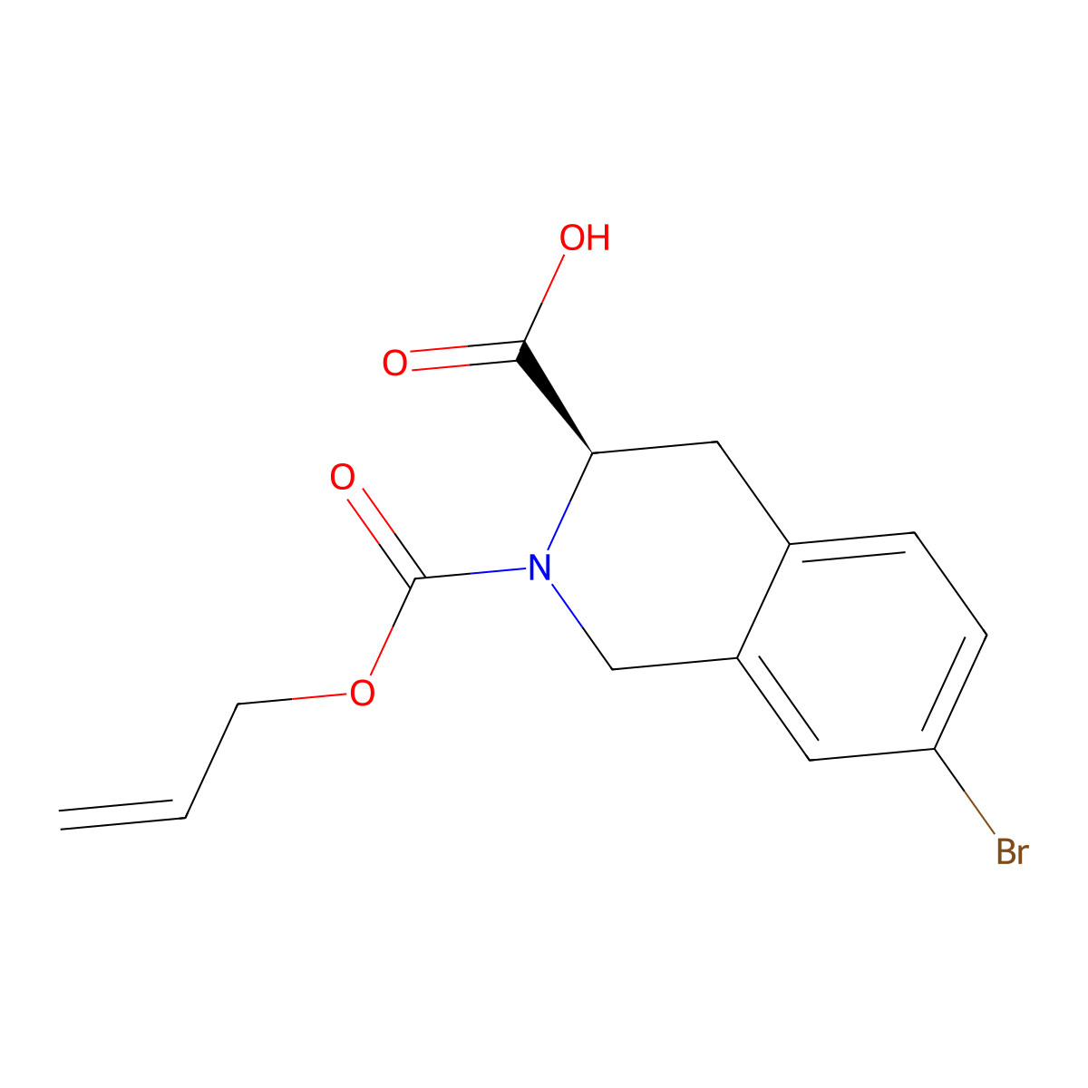 (3R)-7-bromo-2-[(prop-2-en-1-yloxy)carbonyl]-1,2,3,4-tetrahydroisoquinoline-3-carboxylic acid molecular structure, CAS 2679943-49-6