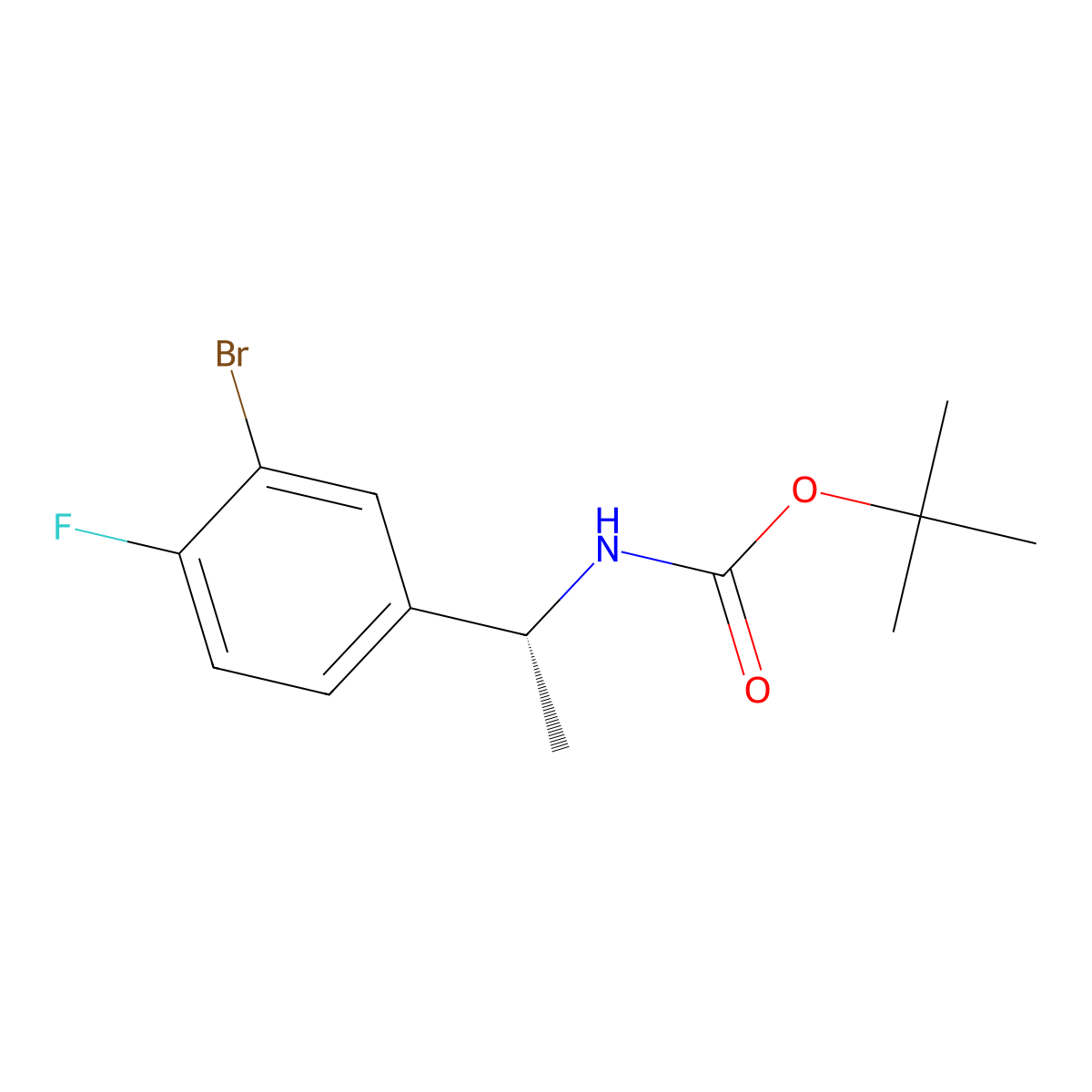 tert-butyl N-[(1R)-1-(3-bromo-4-fluorophenyl)ethyl]carbamate molecular structure, CAS 2679943-56-5