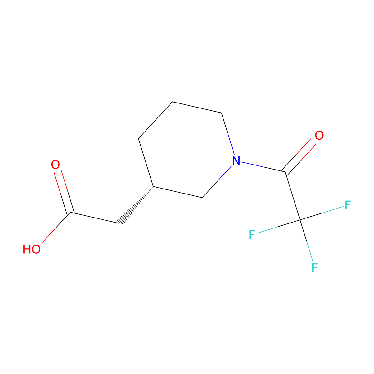 2-[(3S)-1-(trifluoroacetyl)piperidin-3-yl]acetic acid molecular structure, CAS 2679943-59-8