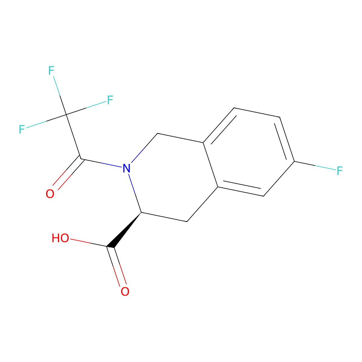(3S)-6-fluoro-2-(2,2,2-trifluoroacetyl)-1,2,3,4-tetrahydroisoquinoline-3-carboxylic acid molecular structure, CAS 2679943-60-1