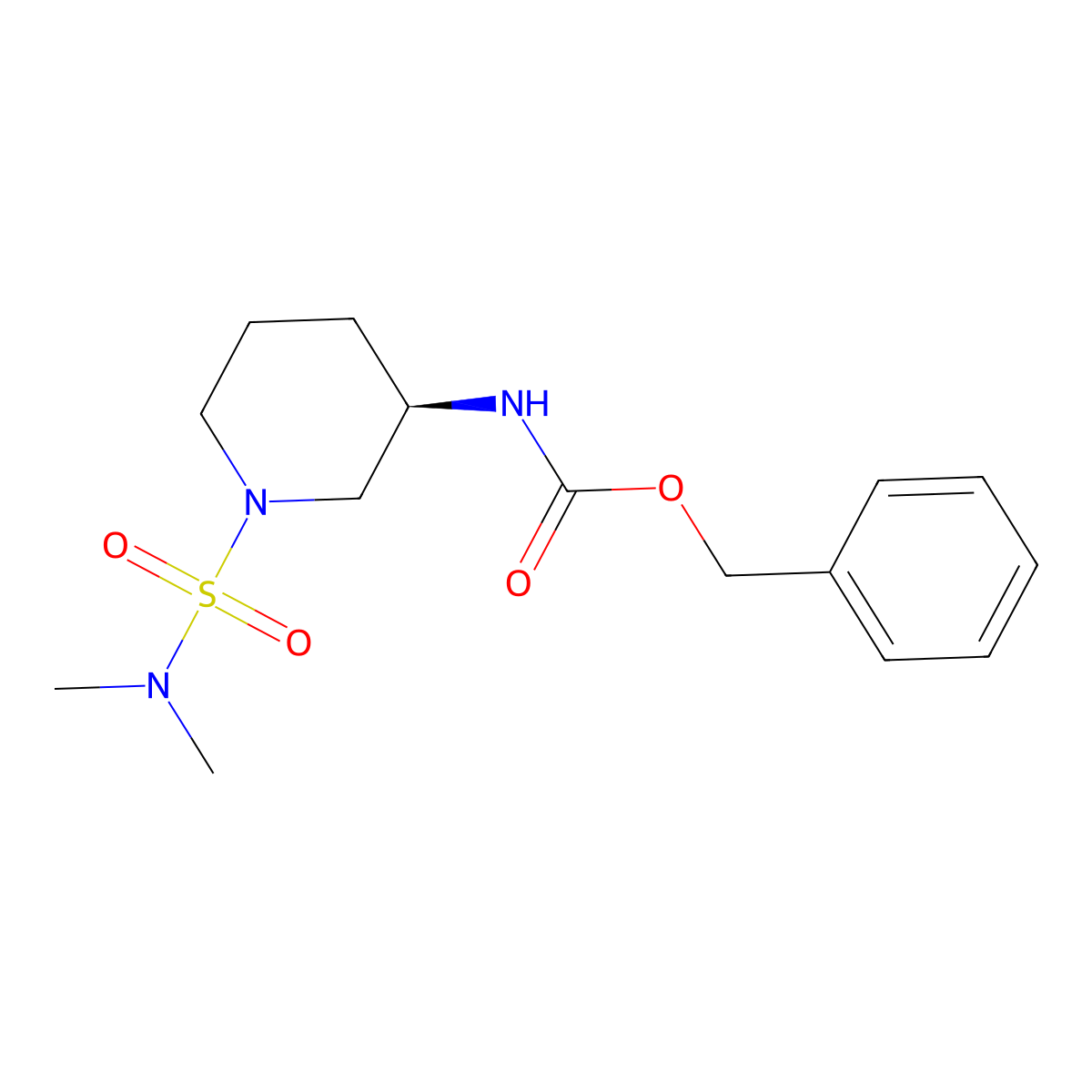 benzyl N-[(3R)-1-(dimethylsulfamoyl)piperidin-3-yl]carbamate molecular structure, CAS 2679943-61-2